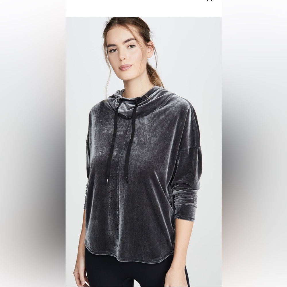 Prismsport Velour Long Sleeve Graphite Hoodie, size L